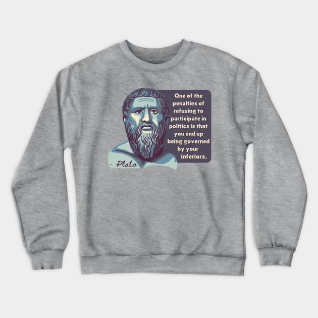 Plato Portrait and Quote Crewneck Sweatshirt by Slightly Unhinged